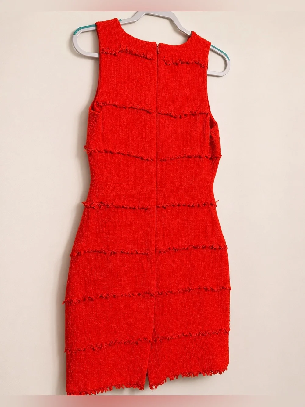 J.Crew Red Textured Fringe Sheath Dress Size 10